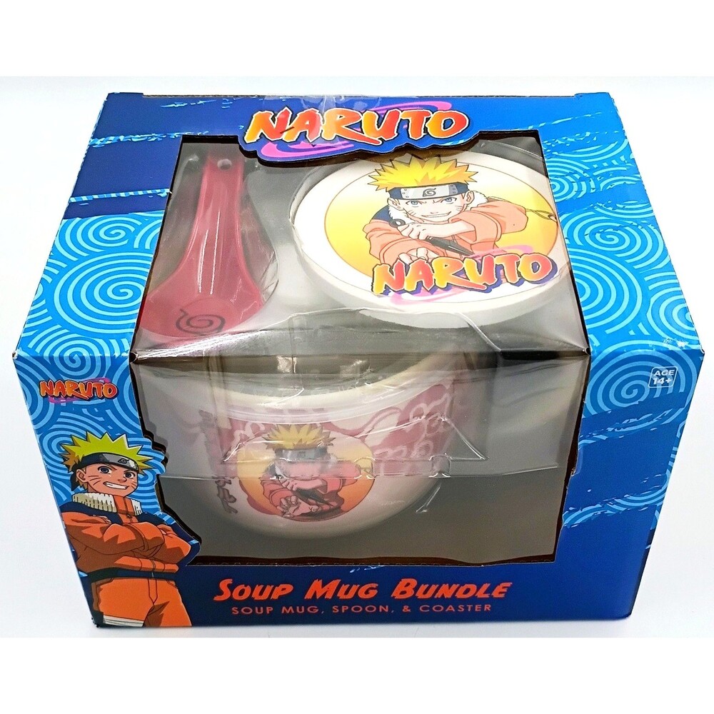 Naruto Soup Mug Bundle 24oz Ceramic Ramen Bowl Spoon Coaster Culturefly Anime